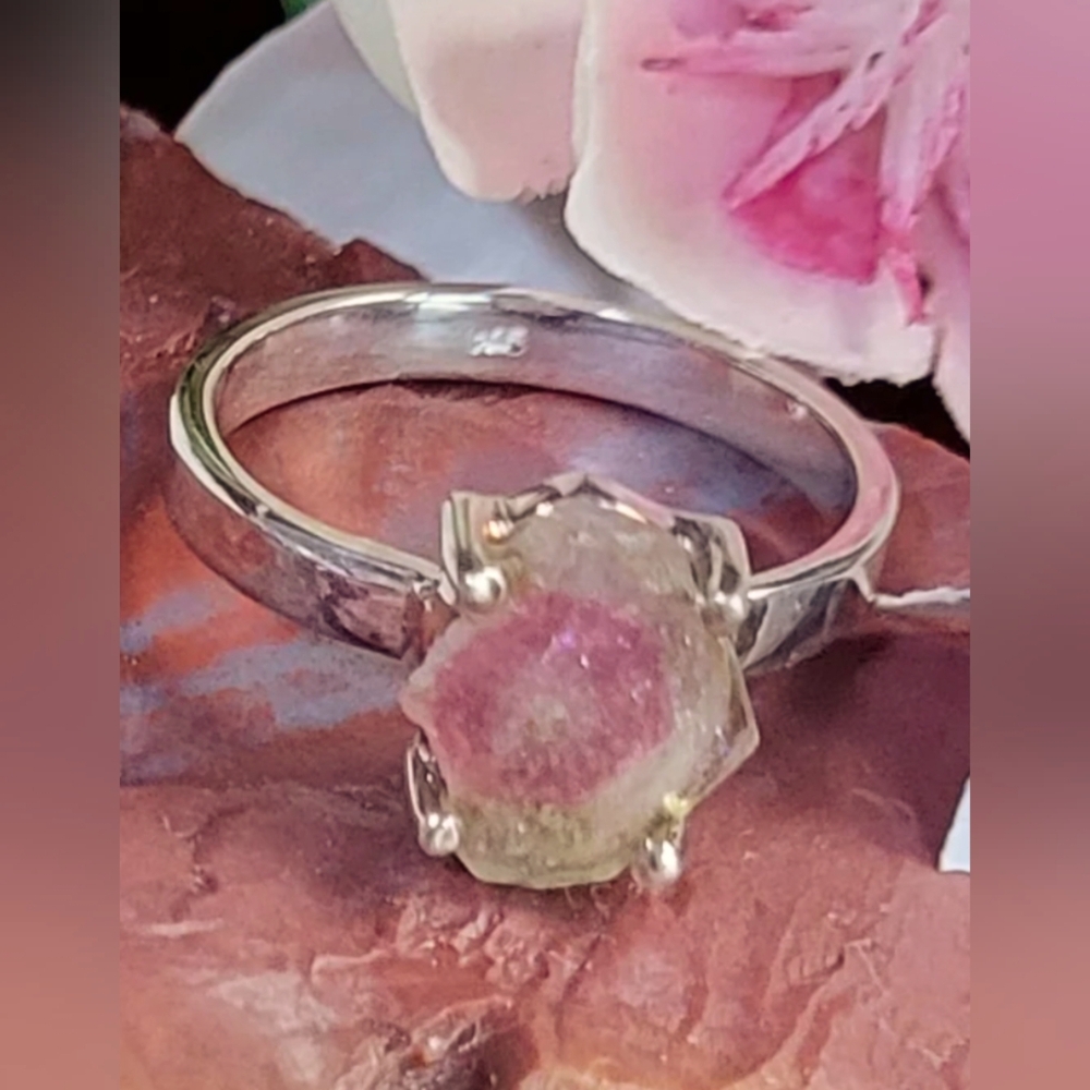 Watermelon Tourmaline Size 10 .925 Ring